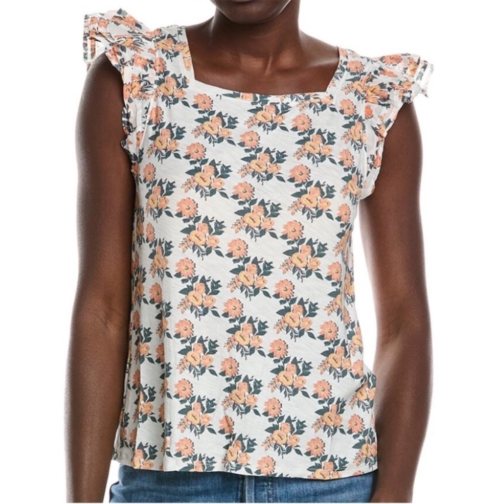 NWT NATION LTD Cameo Floral Ruffle Sleeve Top Size Large